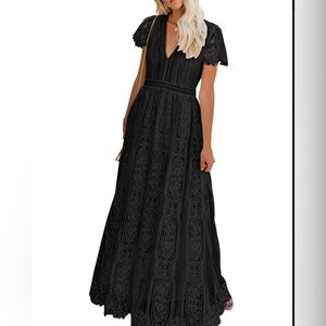 NWT Merokeety black lace maxi dress